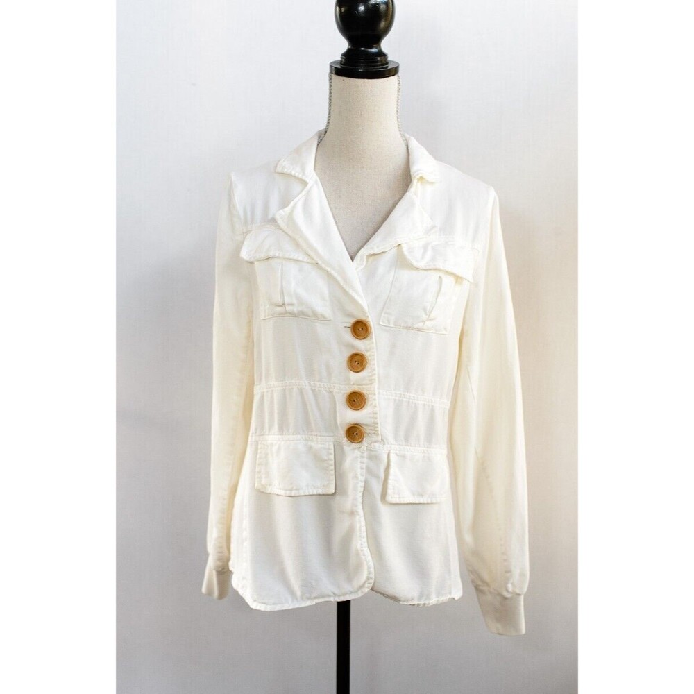 We the free G+L+ white jacket wood button Blazer M